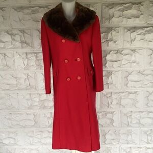 El Candida Windemere Vintage 100% Cashmere Red Double-Breasted Coat Women’s